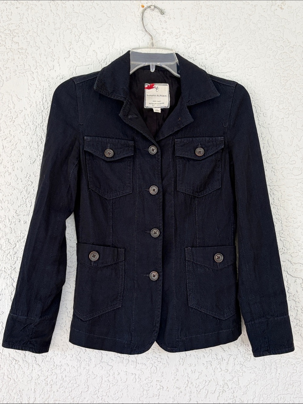 Banana Republic Women's Black/navy Utility Button wool Jacket size 2